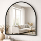 M08cc-Mirror, Wooden Mantel, Black