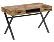 OD13b-Rustic Desk, Black X Leg Base