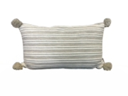 TC006ad-Beige Stripe Lumbar w/pom pom