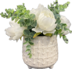 PL35b-White Peonies w/Greens, textured pot